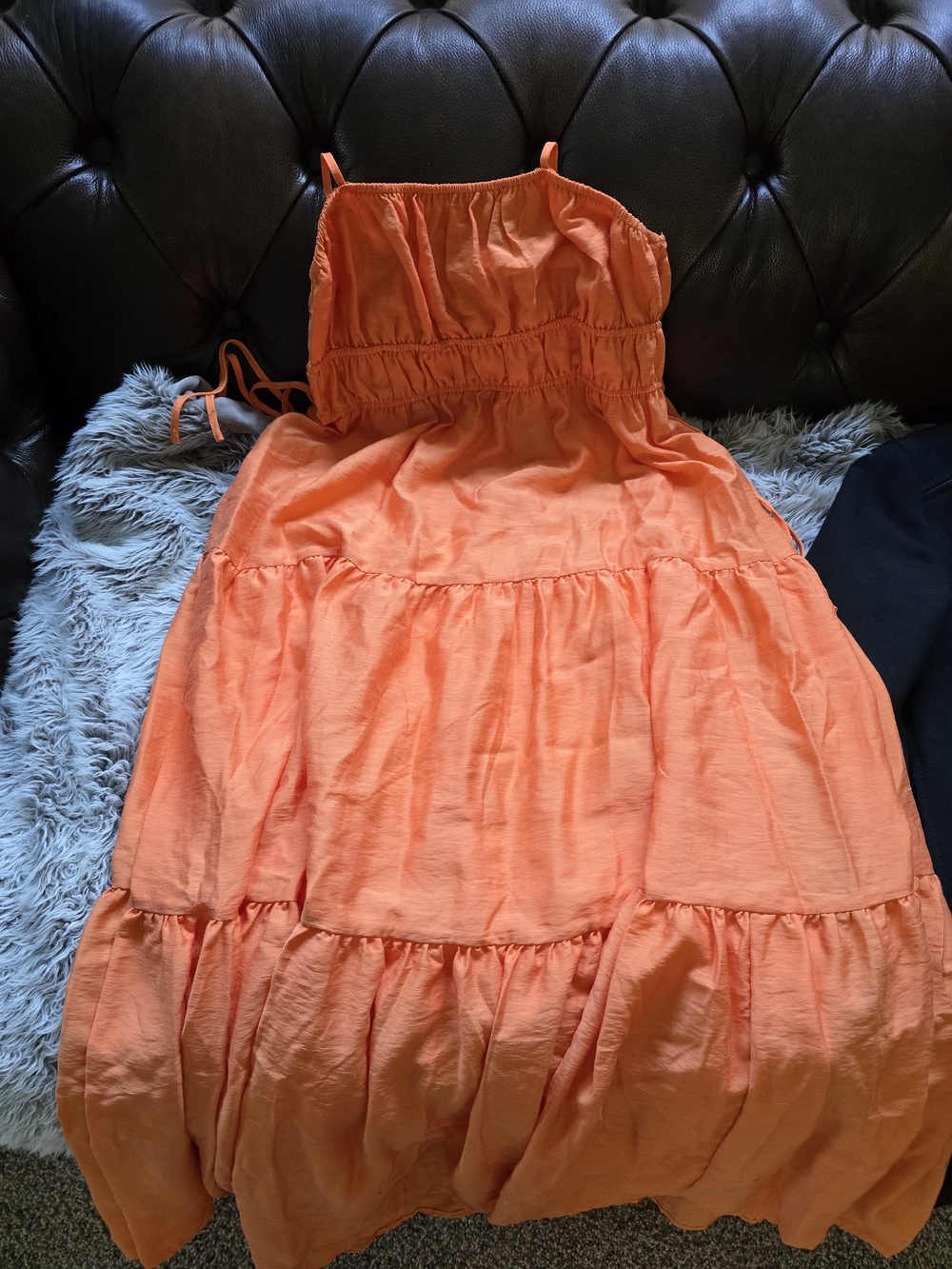 Bright Orange Tiered Summer Maxi Dress